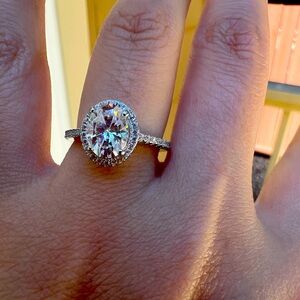 Brand New Moissanite Oval Cut 1.5CT Ring 18K White Gold Plated Sterling Silver